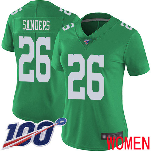 Women Philadelphia Eagles #26 Miles Sanders Limited Green Rush Vapor Untouchable NFL Jersey 100th Season->nfl t-shirts->Sports Accessory
